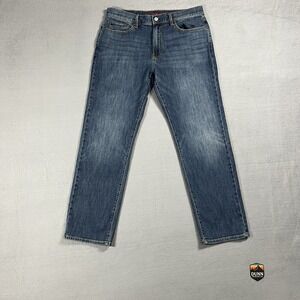 Lucky Brand Jeans Mens 34x32 Blue 221 Straight Mid Rise Dark Wash Stretch Denim